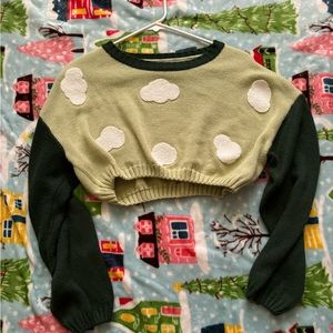 Romwe Cropped Cloud Sweater (Small)